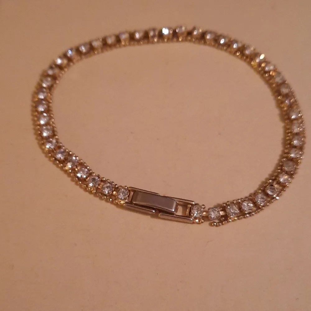 Vintage cz Gold Plated tennis bracelet Dainty Feminine